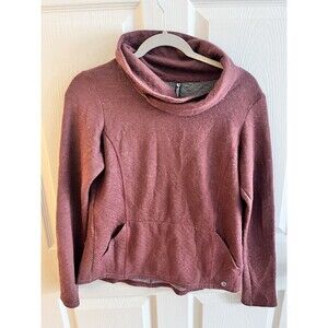 Kuhl Burgundy Cowl Funnel Neck Top Womens S Pocket Tencel